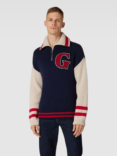 Gant Strickpullover mit Stehkragen Modell 'LETTERMAN' Marine 4