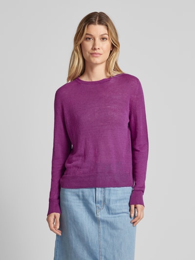 Weekend Max Mara Sweter z dzianiny z czystego lnu model ‘ATZECO’ Purpurowy 4