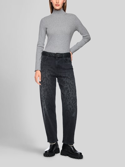 Marc Cain Slim Fit Langarmshirt mit Rüschenkragen Mittelgrau 1