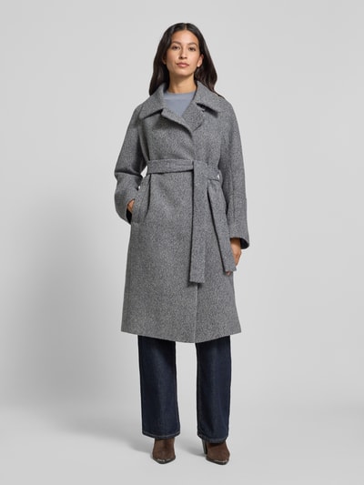 Lanius Płaszcz z żywej wełny z wiązanym paskiem Niebieski melanż 4