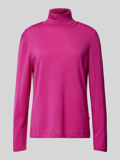 MAERZ Muenchen Rollkragenpullover mit gerippten Abschlüssen Fuchsia 2