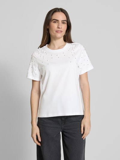 s.Oliver RED LABEL Relaxed fit T-shirt van puur katoen met sierparels Wit - 4