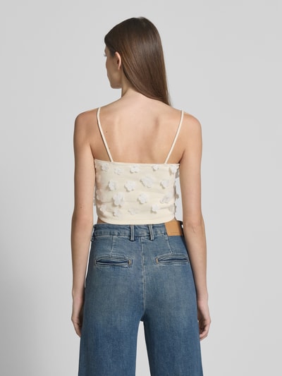 MANGO Crop Top mit floralen Applikationen Modell 'ACRA' Weiss 5