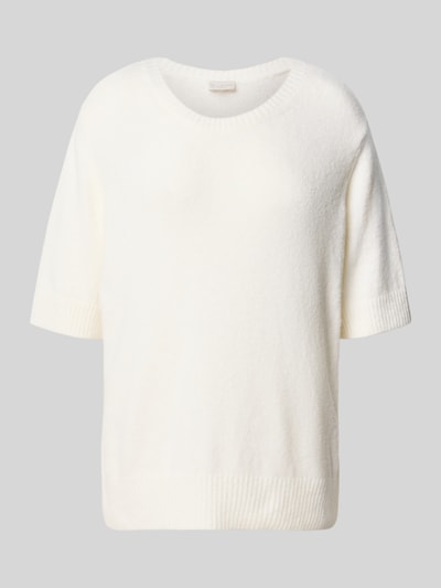 Milano Italy Oversized Strickpullover mit Rundhalsausschnitt Offwhite 2