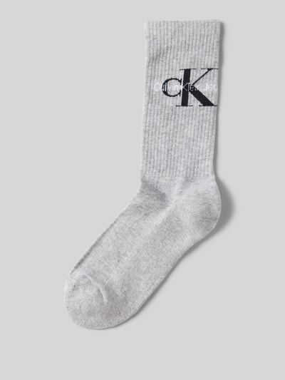 CK Calvin Klein Socken mit Label-Print Mittelgrau Melange 1