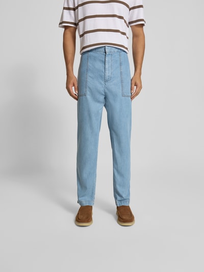 Officine Générale Straight Fit Jeans aus reiner Baumwolle Jeansblau 4