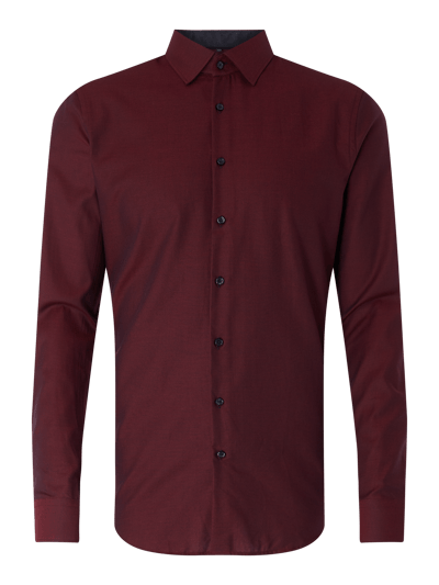 Jake*s Slim fit zakelijk overhemd van natté Bordeaux - 1