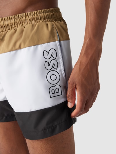 BOSS Badehose im Colour-Blocking-Design Modell 'Coco' Beige 3