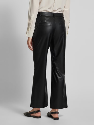 Marc Cain Feminine fit broek in leerlook Zwart - 5