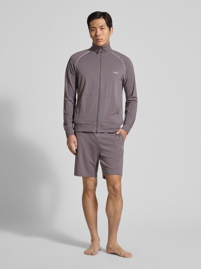 BOSS Regular Fit Sweatshorts aus Baumwoll-Mix Modell 'MIix&Match' Taupe 1