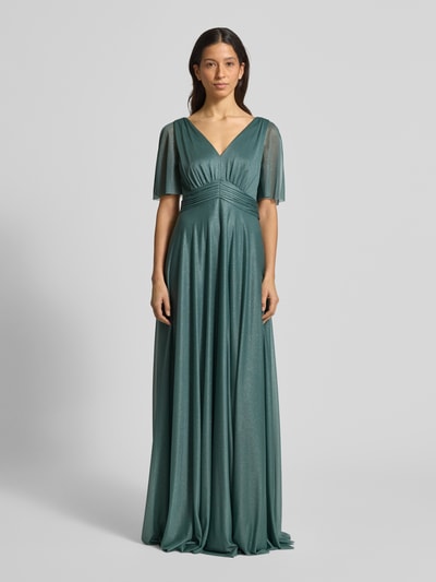 Christian Berg Cocktail Abendkleid mit V-Ausschnitt Schilf Melange 4