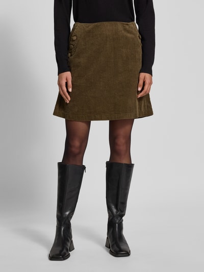 ICHI Regular fit minirok in ribcordlook, model 'Focaro' Olijfgroen - 4