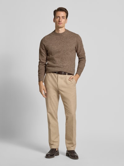 Casual Friday Gebreide pullover met ribboorden, model 'BRIAN' Taupe gemêleerd - 1