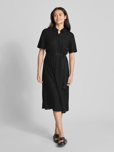 Pieces Getailleerde vrijetijdsjurk met strikceintuur, model 'PIA' Zwart - 1