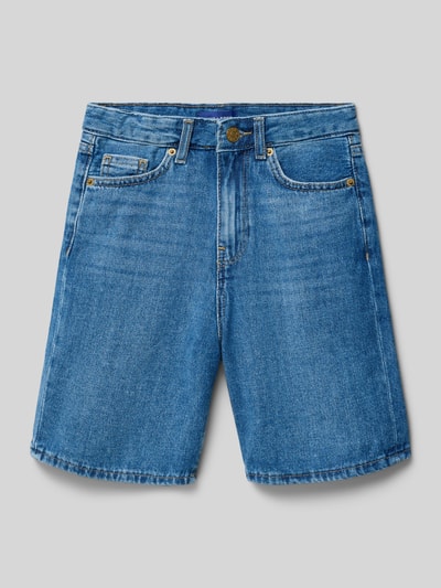 Produktfoto, Loose Fit Jeansshorts aus reiner Baumwolle Modell 'FADE' von Only & Sons, Denim-Optik, Label-Patch, 5-Pocket-Design, Knopf-Reißverschluss, Weitenregulierung, blaue Farbe, glatte Struktur