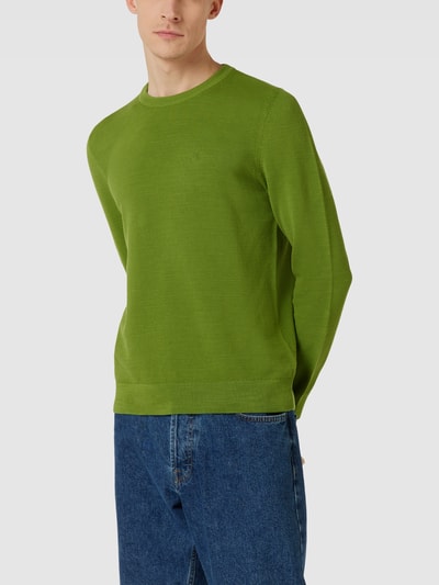 Marc O'Polo Strickpullover mit Label-Stitching Gruen 4