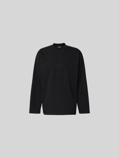 Produktfoto, Regular Fit Sweatshirt aus Baumwolle von VETEMENTS in Schwarz mit Stehkragen, Statement-Stitching, langärmelig, Rückenlänge 80 cm bei Größe M