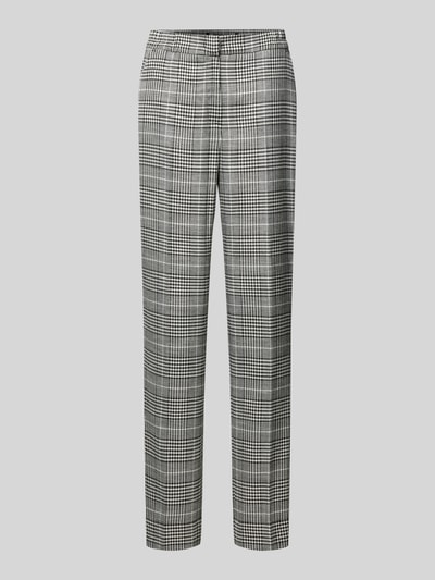 More & More Broek met glencheck en persplooien, model 'Check' Grafiet - 2