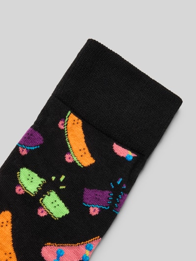 Produktfoto, Socken mit Label-Print von Happy Socks aus Baumwoll-Mix mit Stretch-Anteil, körpernaher Schnitt, gerippter Abschluss, buntes Muster.
