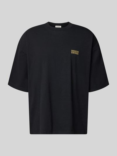 Produktfoto, schwarzes T-Shirt mit Logo-Print Modell 'GIXY' von American Vintage aus reiner Baumwolle, lockerer Schnitt, glatte Oberfläche