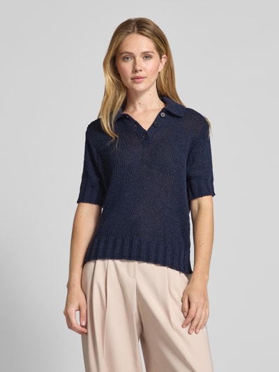Mustang Bluzka z dzianiny z kołnierzykiem polo model ‘Lolita’ Granatowy 4