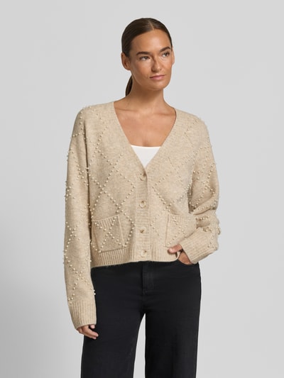 Jake*s Collection Regular Fit Strickjacke mit Woll-Anteil Ecru Melange 4