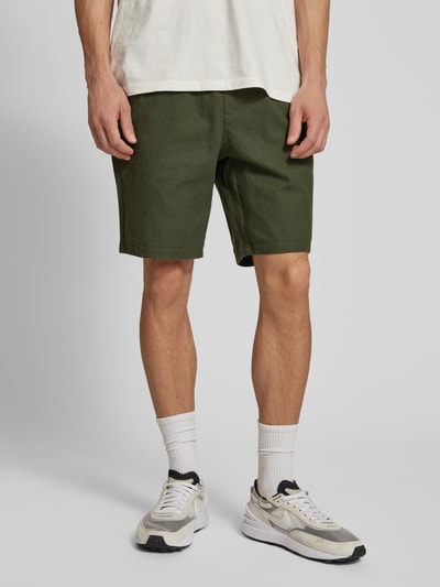 Only & Sons Korte broek van een mix van katoen en linnen, model 'LINUS' Olijfgroen - 4