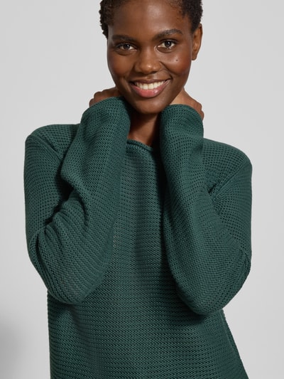 s.Oliver RED LABEL Sweter z dzianiny kroju regular fit z mieszanki bawełny Ciemnozielony 3