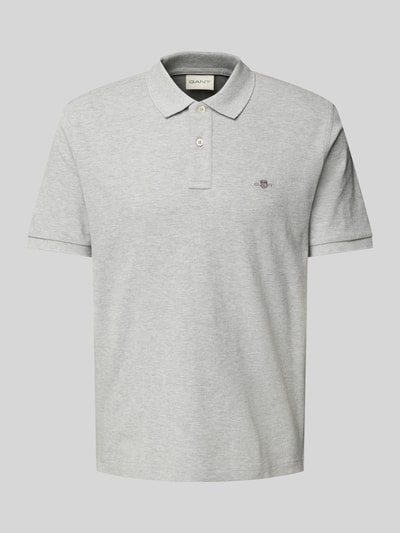 Gant Regular fit poloshirt met labelstitching Middengrijs gemêleerd - 2