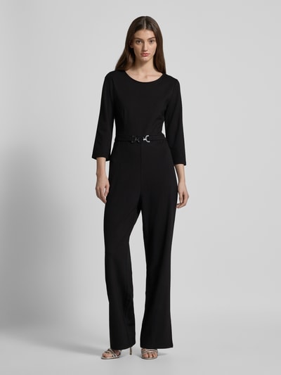 s.Oliver BLACK LABEL Regular Fit Jumpsuit aus fließendem Viskose-Mix mit Ziergürtel Black 4