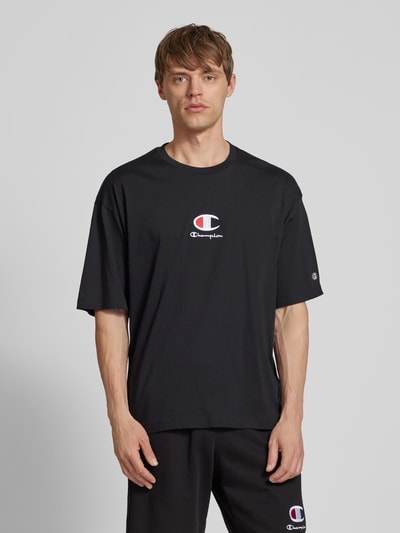 CHAMPION T-Shirt mit Label-Stitching Black 4