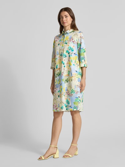 Milano Italy Knielanges Hemdblusenkleid mit kurzer Knopfleiste Hellblau 1