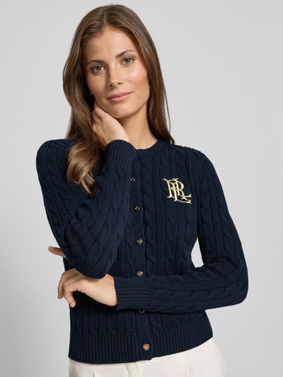 Lauren Ralph Lauren Kurtka z dzianiny ze ściegiem warkoczowym i wyhaftowanym logo model ‘RALHAN’ Granatowy 3
