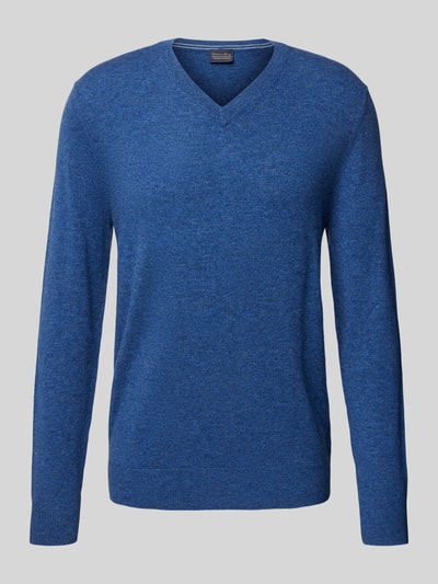 Christian Berg Men Wollpullover mit V-Ausschnitt und Kaschmir-Anteil Jeansblau Melange 1