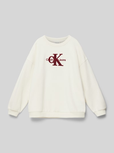 Calvin Klein Jeans Oversized Sweatshirt mit Label-Print Modell 'TEDDY' Offwhite 1