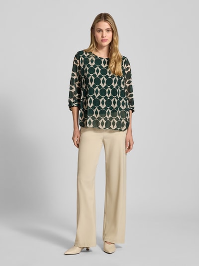 ZABAIONE Blouseshirt met ronde hals en plissévouwen Donkergroen - 1