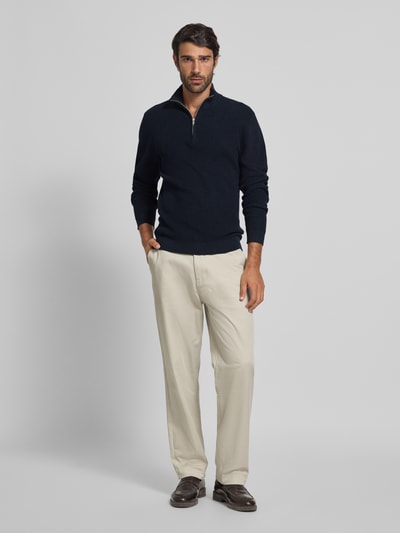 Matinique Gebreide pullover met schipperskraag, model 'lagoon' Marineblauw - 1