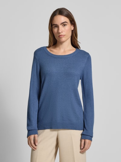 Vila Strickpullover mit gerippten Abschlüssen Rauchblau 4