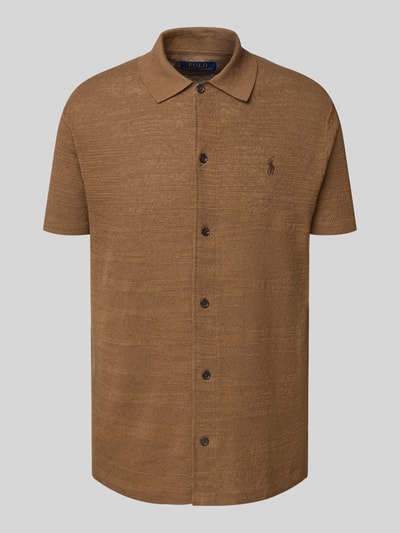 Polo Ralph Lauren Regular fit poloshirt met labelstitching en knoopsluiting Middenbruin - 2