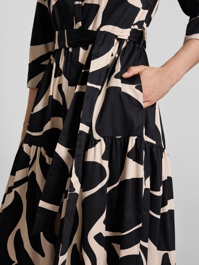 Christian Berg Cocktail Maxikleid aus Baumwoll-Mix mit Umlegekragen Beige 3