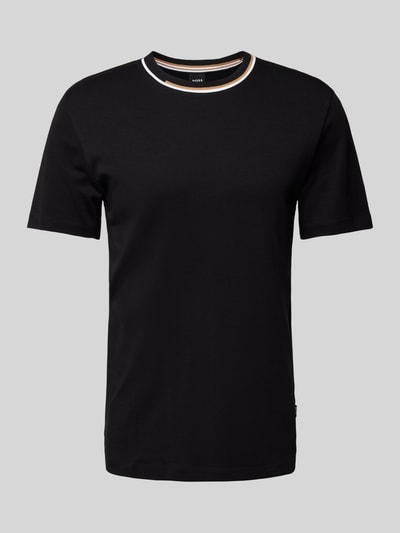 BOSS T-Shirt mit geripptem Rundhalsausschnitt Modell 'Thompson' Black 2