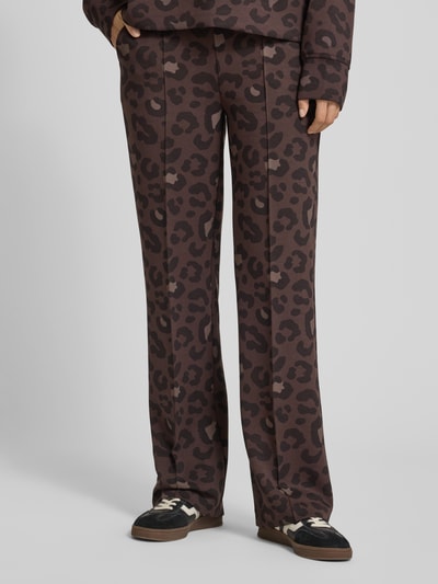 Milano Italy Spodnie sportowe ze wzorem na całej powierzchni i elastycznym pasem Czekoladowy 4