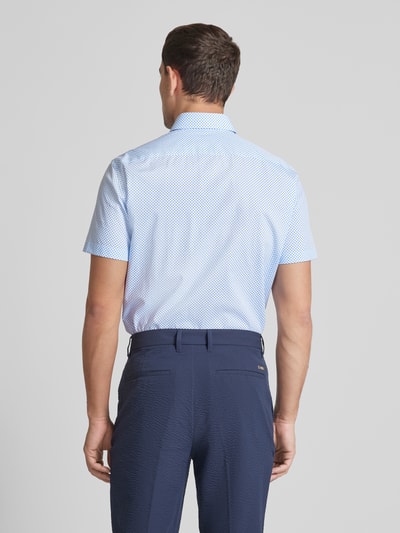 Christian Berg Men Regular fit zakelijk overhemd met all-over motief Bleu - 5