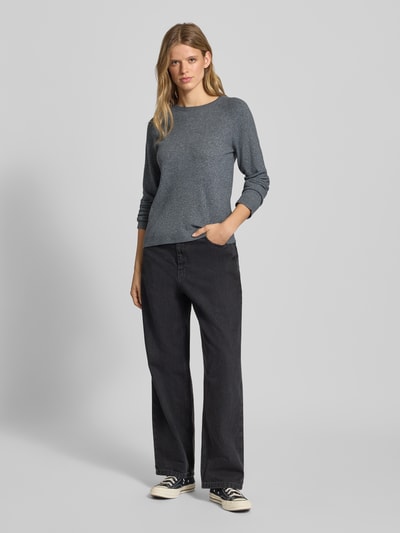 Pieces Regular Fit Pullover mit Raglanärmeln Modell 'BREE' Dunkelgrau Melange 1