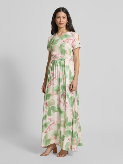 MORE & MORE Maxikleid aus Viskose mit Bindegürtel Gruen 1