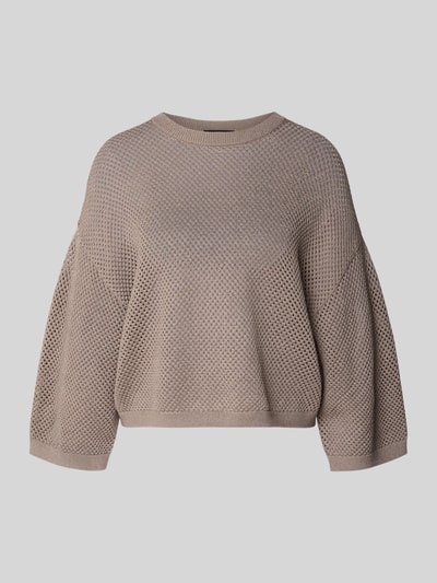 Produktfoto, Pullover aus Viskose-Mix mit Ballonärmeln von Windsor in Beige, loose Fit, semitransparent, strukturierte Oberfläche