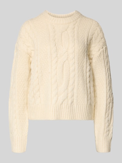 Levi's® Strickpullover mit Zopfmuster Modell 'INES' Ecru 2