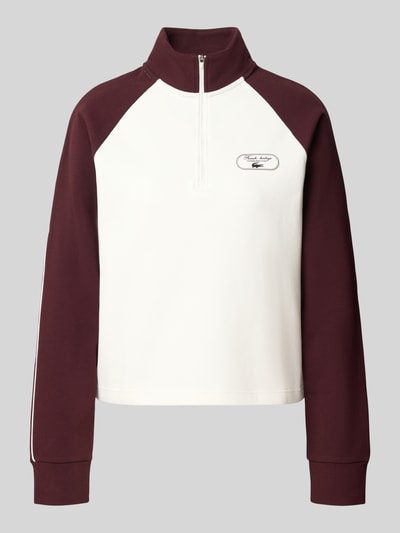 Produktfoto, Regular Fit Sweatshirt aus Baumwoll-Mix von Lacoste, dwukolorowy, detal z zamkiem błyskawicznym, naszywka z logo, pika, mieszanka bawełny