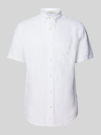 Gant Regular fit linnen overhemd met verlengde achterkant Wit - 2