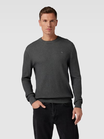 Christian Berg Men Gebreide pullover met structuurmotief Grafiet gemêleerd - 4